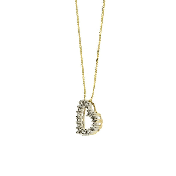 9ct Yellow Gold Diamond Heart Pendant - 18"