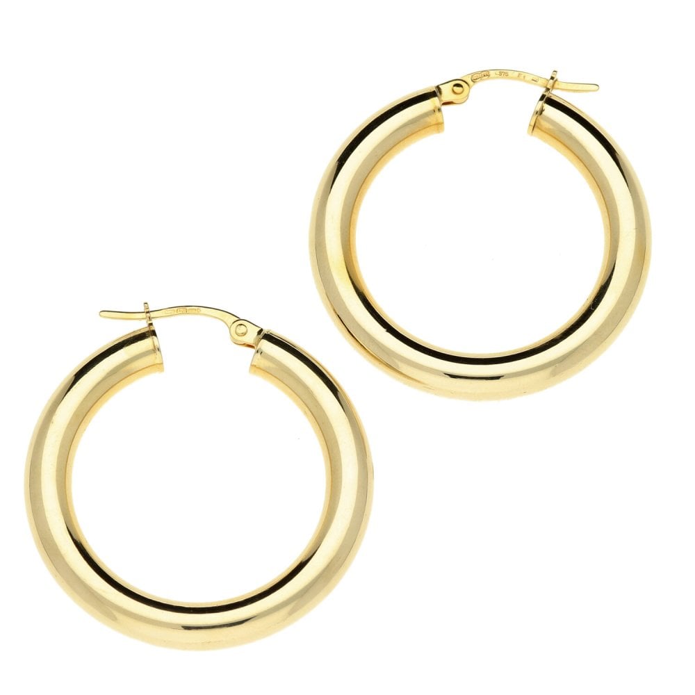 9ct Yellow Gold Hoop Earrings - 2.40g