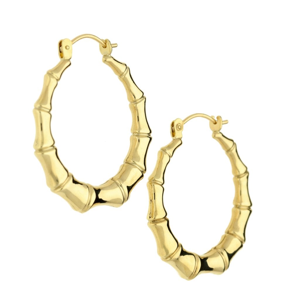 9ct Yellow Gold Bamboo Earrings - 1.70g