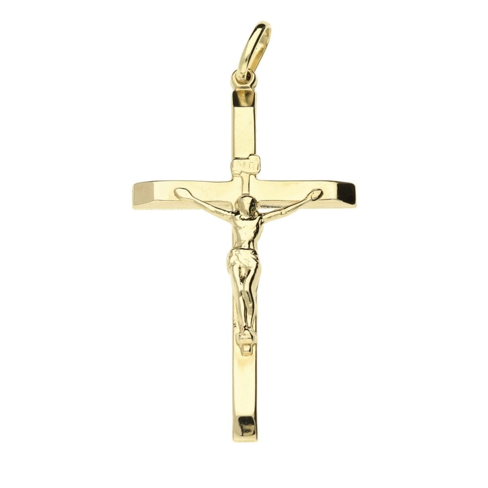 9ct Yellow Gold Hollow Crucifix Pendant - Medium Size