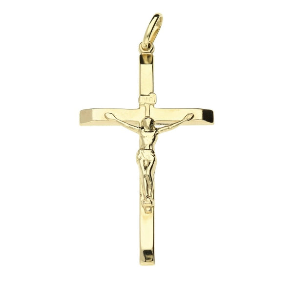 9ct Yellow Gold Hollow Crucifix Pendant - Medium Size