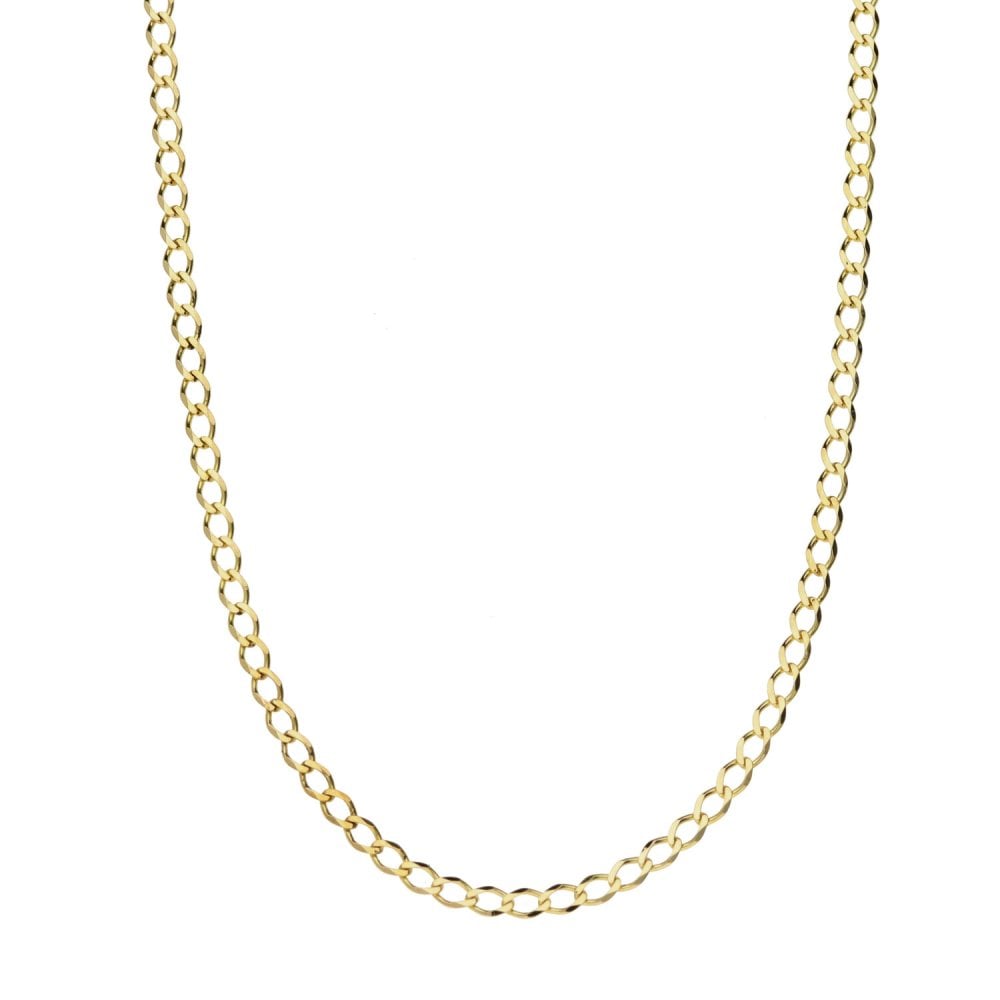 9ct Yellow Gold Fine Curb Chain Necklace - 20" - 2.30g