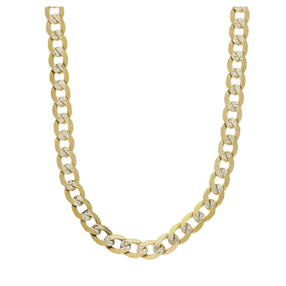 9ct Yellow & White Gold Curb Necklace - 24" - 15.00g