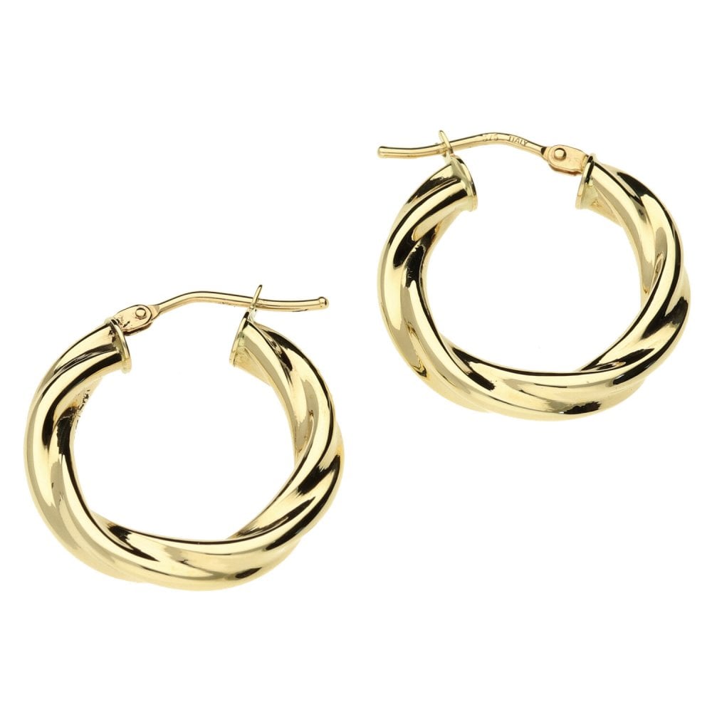 9ct Yellow Gold Hollow Hoop Earrings - 1.3g