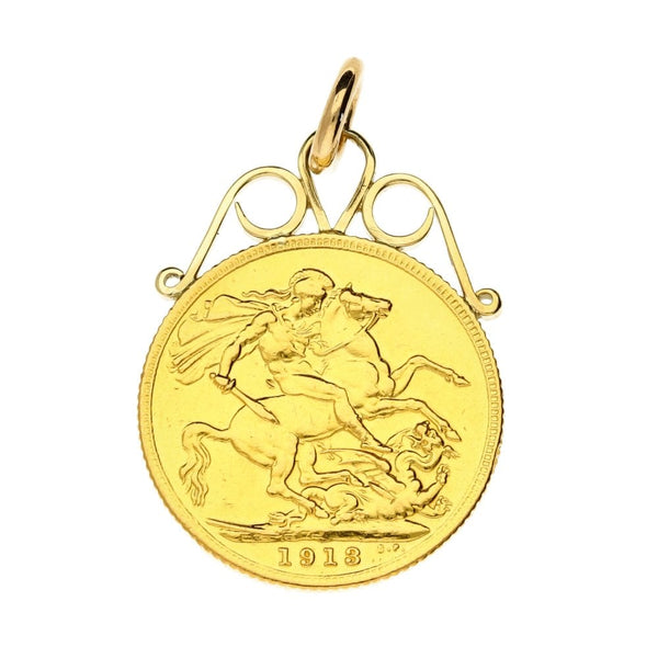 1913 George V Full Sovereign Coin Pendant - 8.8g