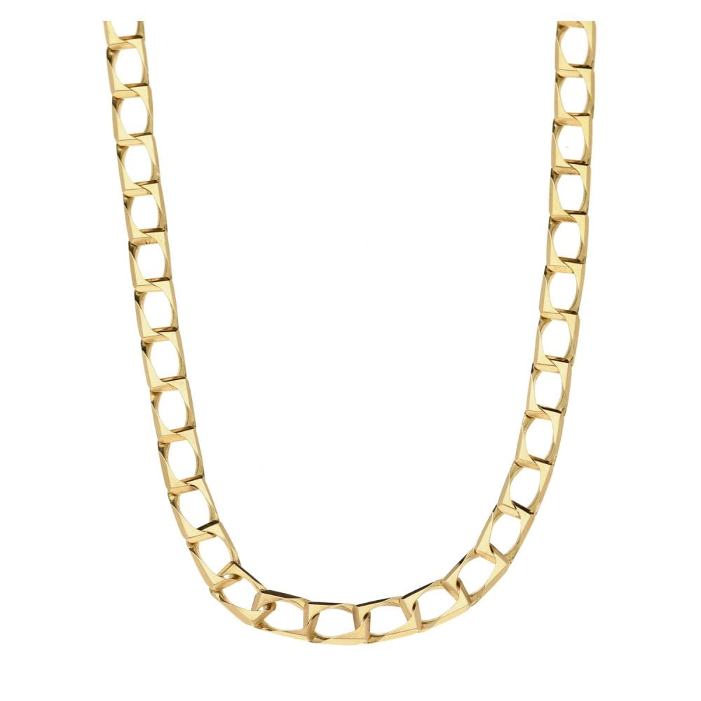9ct Yellow Gold Square Curb Chain - 24" - 13.50g
