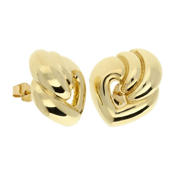 9ct Yellow Gold Heart & Swirl Stud Earrings - 5.5g