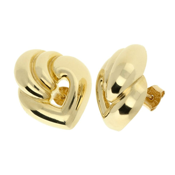 9ct Yellow Gold Heart & Swirl Stud Earrings - 5.5g
