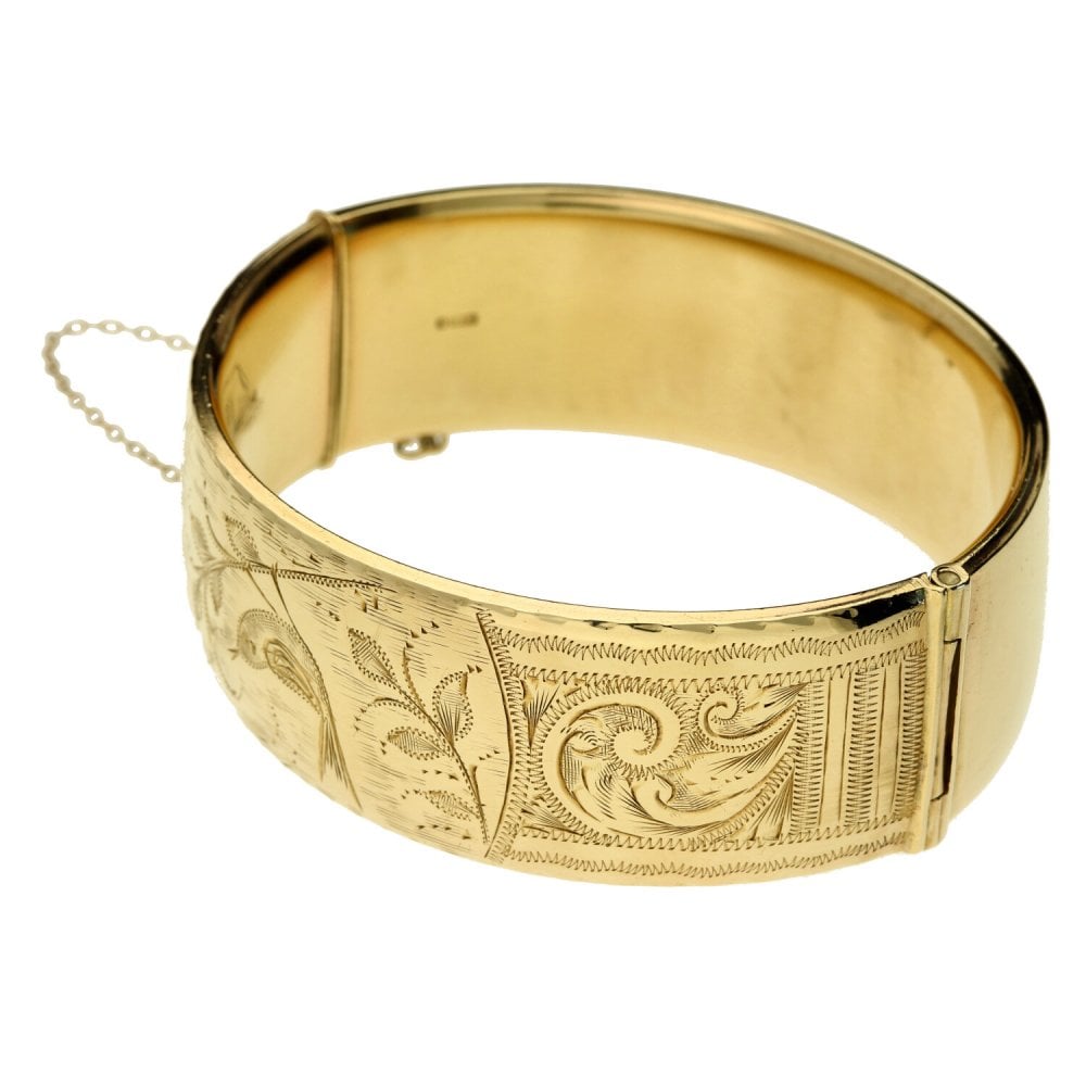 9ct Yellow Gold Heavy Wide Bangle - 64.8g