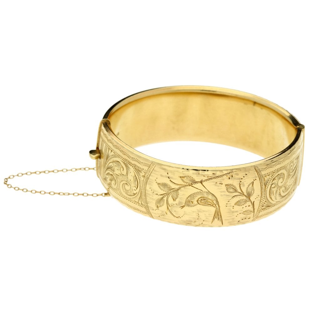 9ct Yellow Gold Heavy Wide Bangle - 64.8g