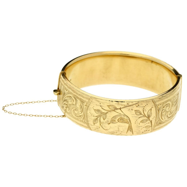 9ct Yellow Gold Heavy Wide Bangle - 64.8g