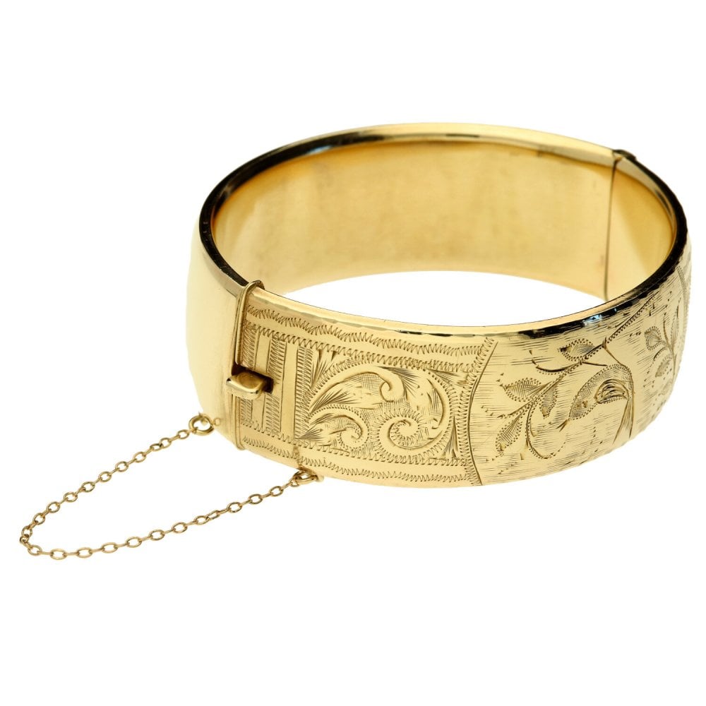 9ct Yellow Gold Heavy Wide Bangle - 64.8g