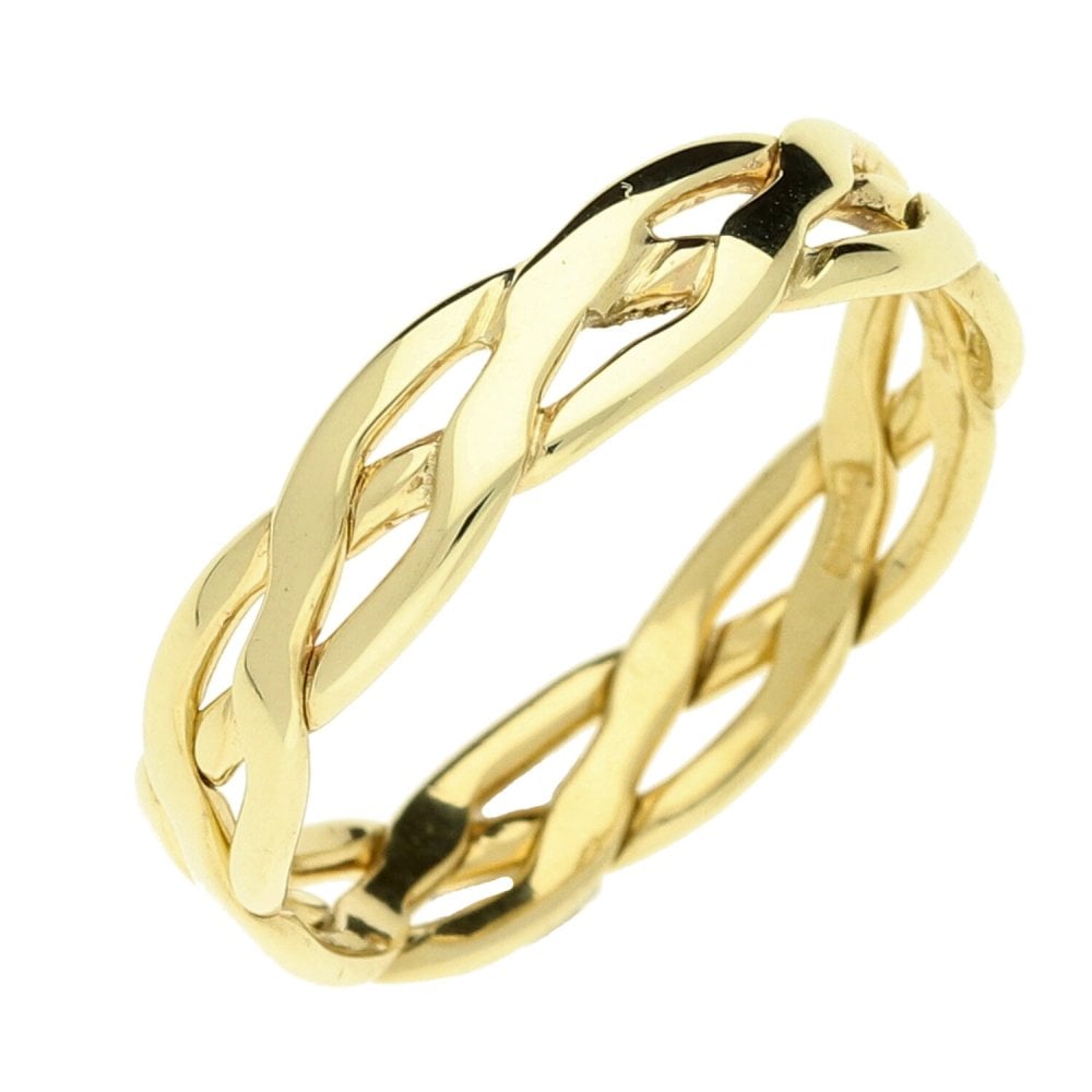 9ct Yellow Gold Celtic Style Band Ring - Size P