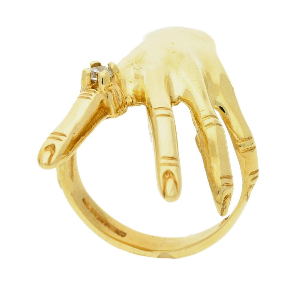 9ct Yellow Gold Hand Ring - Size O