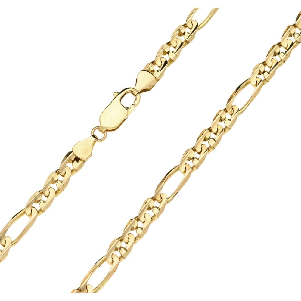9ct Yellow Gold Figaro Chain Necklace - 18" - 20.3g