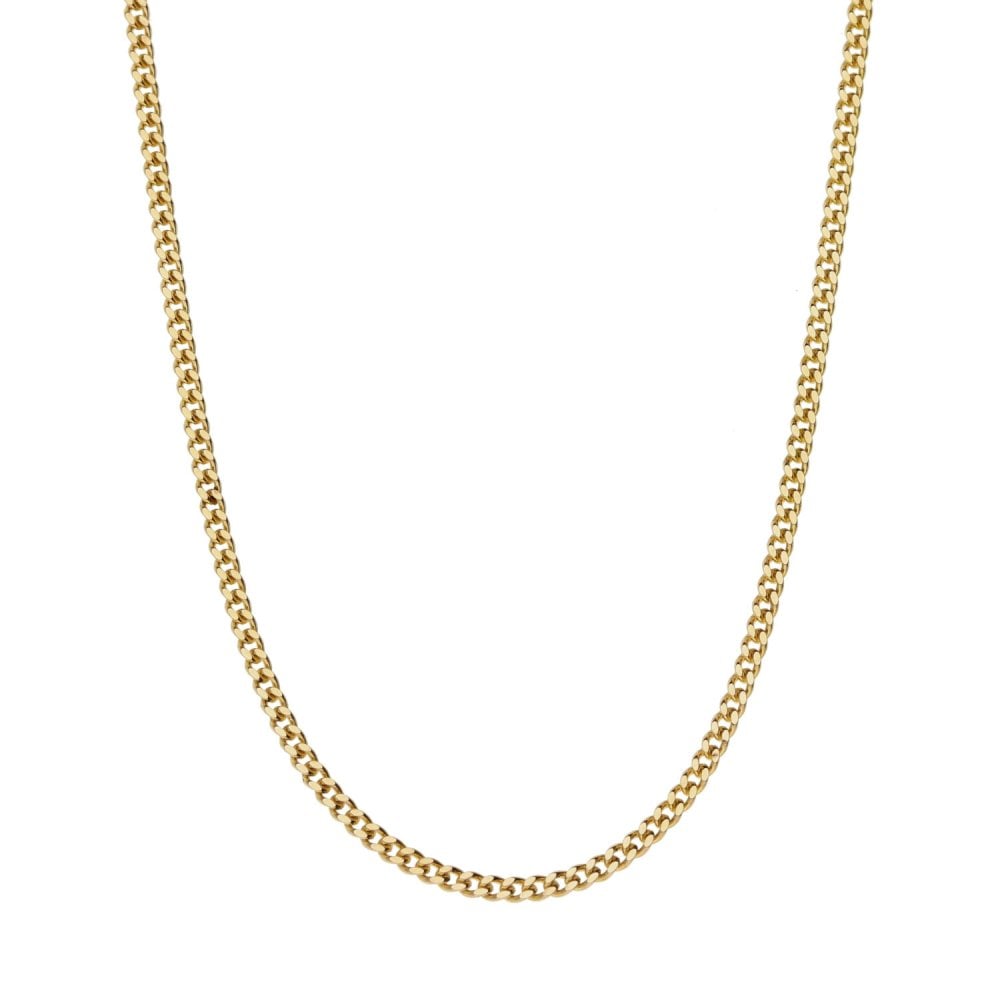 9ct Yellow Gold Fine Curb Necklace - 16" - 2.7g