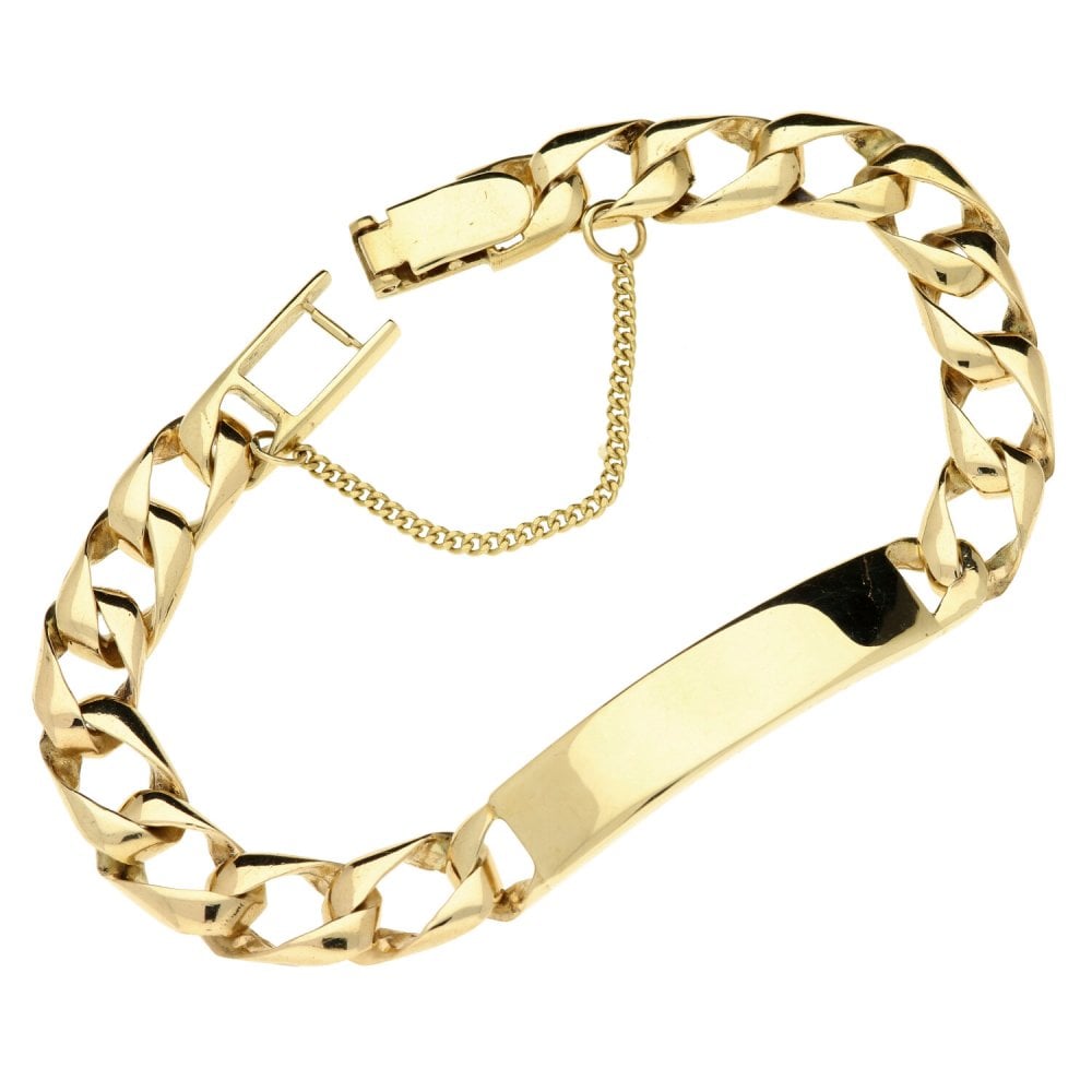9ct Yellow Gold Curb Chain ID Bracelet - 9" - 36.0g