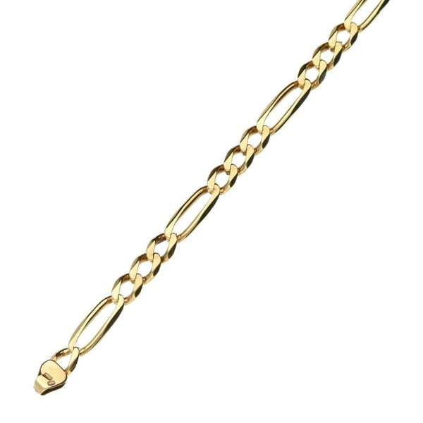 9ct Yellow Gold Figaro Bracelet - 7.5" - 5.3g