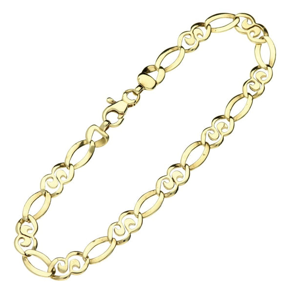 9ct Yellow Gold Fancy Link Bracelet - 8.5" - 8.1g