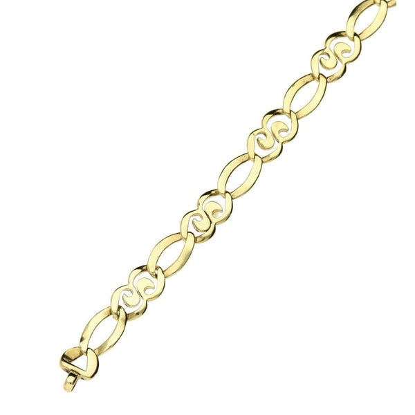 9ct Yellow Gold Fancy Link Bracelet - 8.5" - 8.1g