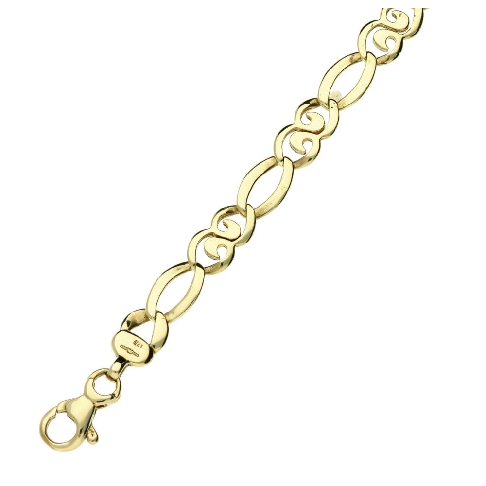 9ct Yellow Gold Fancy Link Bracelet - 8.5" - 8.1g