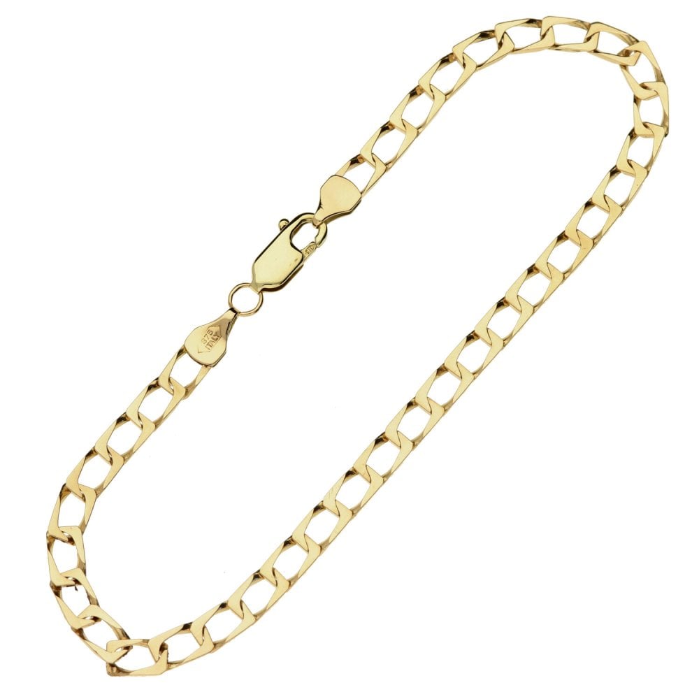 9ct Yellow Gold Square Curb Bracelet - 8" - 3.80g