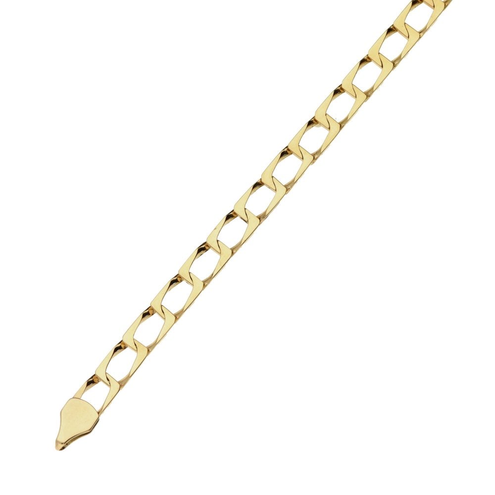 9ct Yellow Gold Square Curb Bracelet - 8" - 3.80g