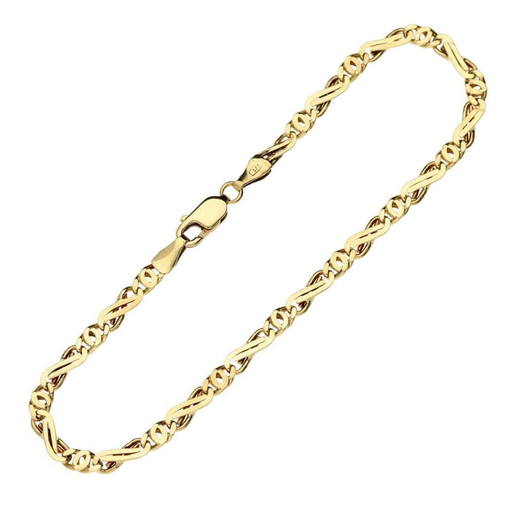 9ct Yellow Gold Fancy Link Bracelet - 7.5" - 3.90g
