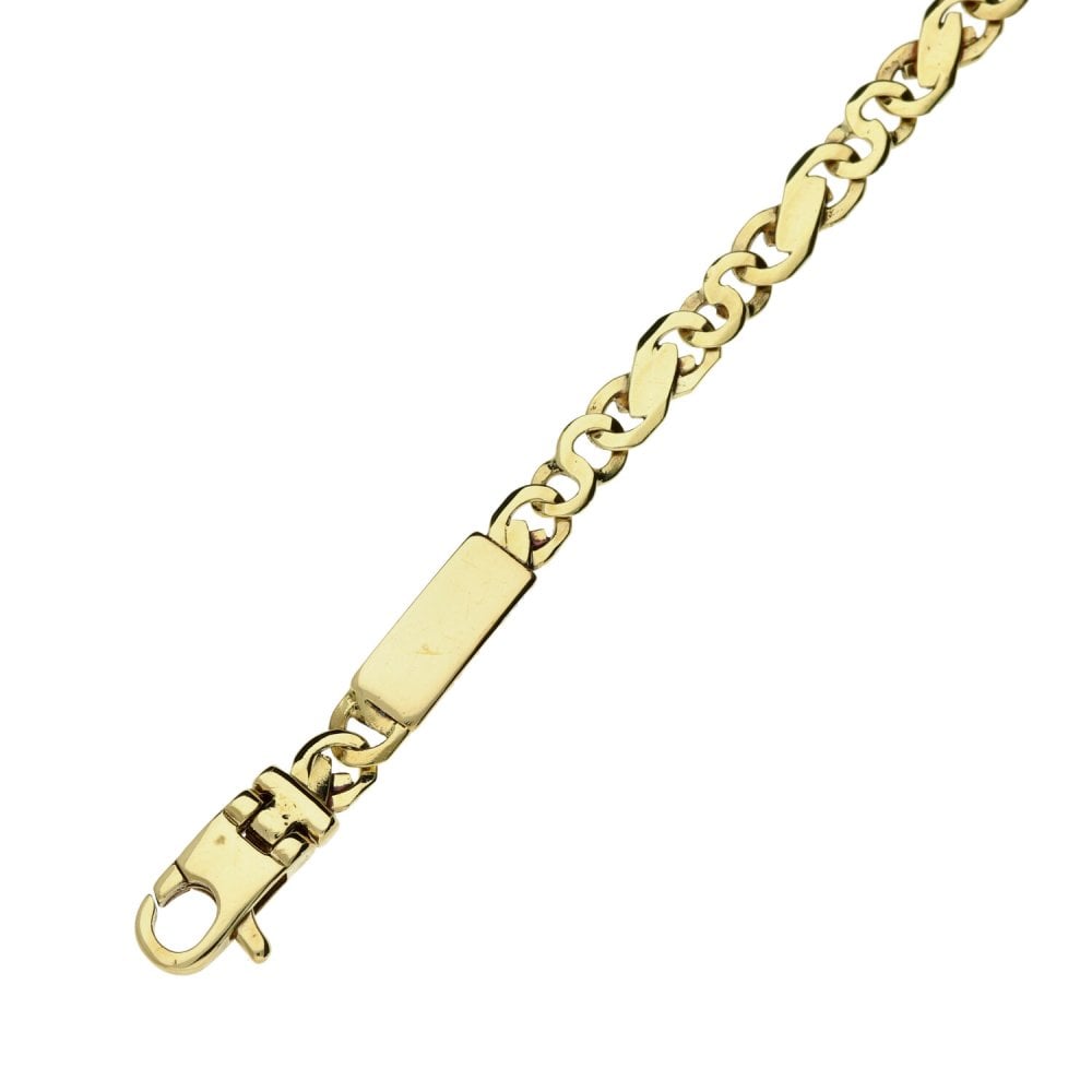 9ct Yellow Gold Fancy Link ID Bracelet - 7.0g - 7.5"