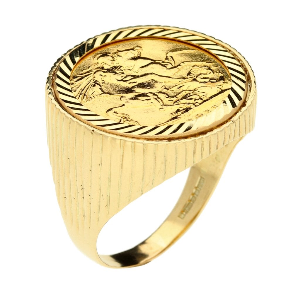 Gold 1911 Full Sovereign Ring - Size Z+1