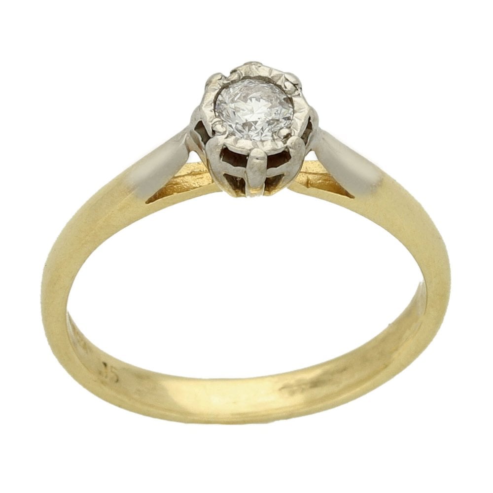 18ct Yellow Gold Diamond Solitaire Ring - 0.15ct - Size K