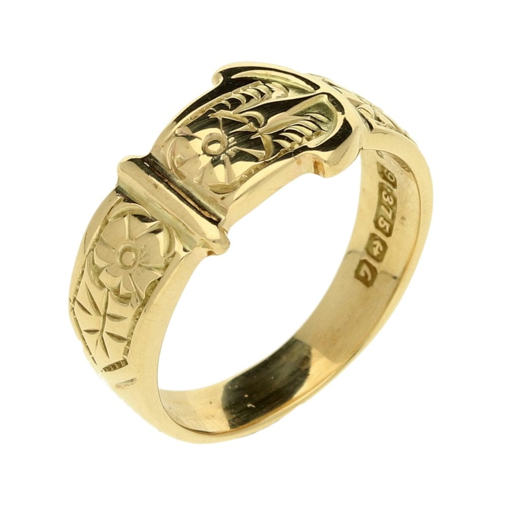 9ct Yellow Gold Buckle Ring - Size I