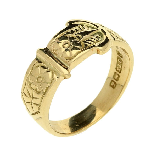 9ct Yellow Gold Buckle Ring - Size I