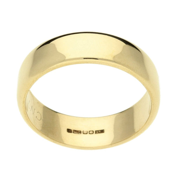 9ct Yellow Gold D-Shape Gents Wedding Ring - Size W