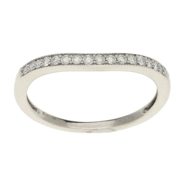 9ct White Gold Diamond Wave Ring - 0.14ct - Size N