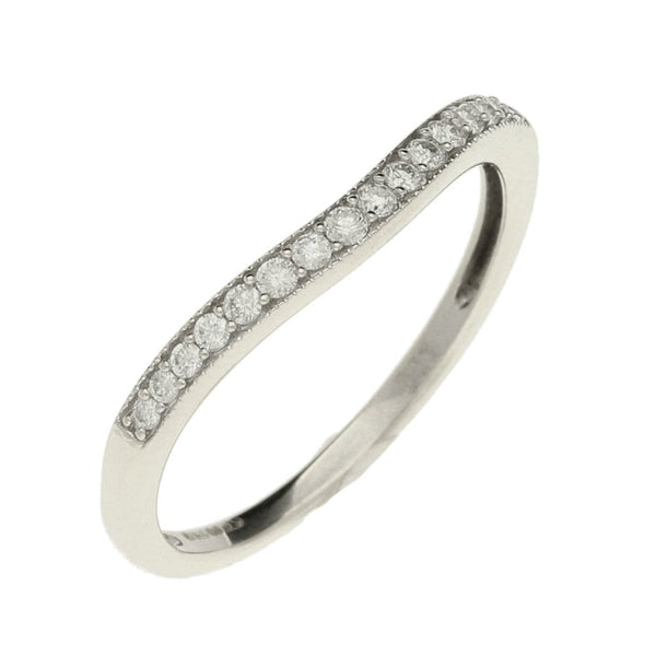 9ct White Gold Diamond Wave Ring - 0.14ct - Size N