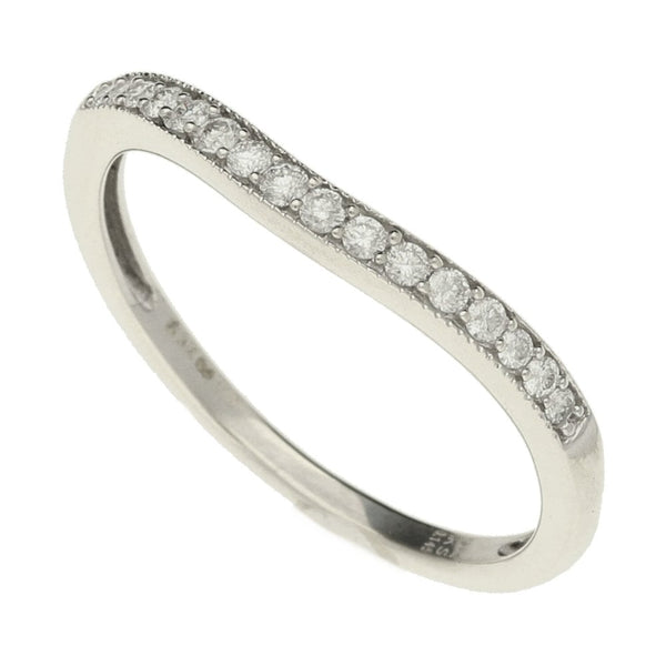 9ct White Gold Diamond Wave Ring - 0.14ct - Size N