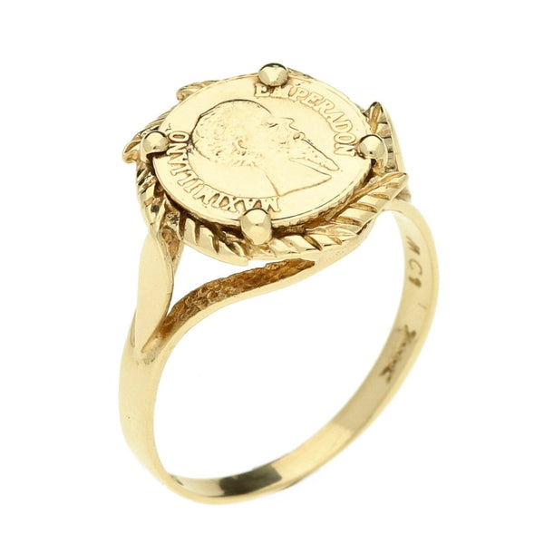 9ct Yellow Gold Small Coin Ring - Size N