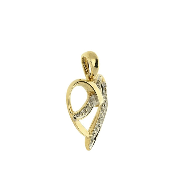 9ct Yellow Gold Diamond Heart Pendant - 0.80g