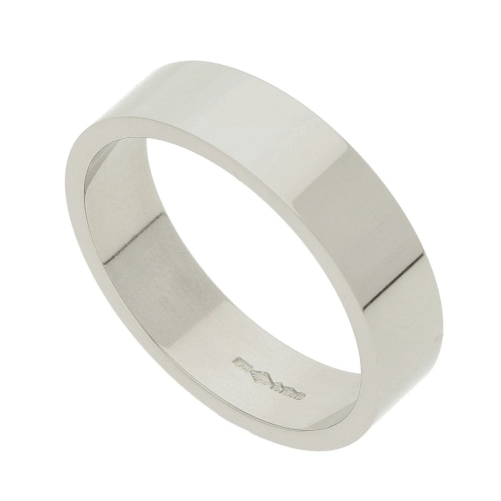 Platinum 5mm Flat Heavy Wedding Ring - 8.3g