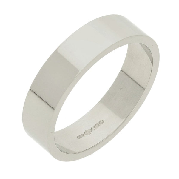 Platinum 5mm Flat Heavy Wedding Ring - 8.3g