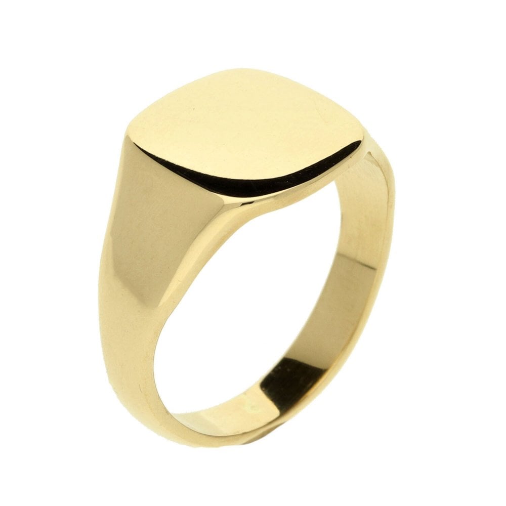 9ct Yellow Gold Cushion Signet Ring - Size S½