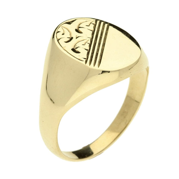9ct Yellow Gold Gents Oval Signet Ring - Size X