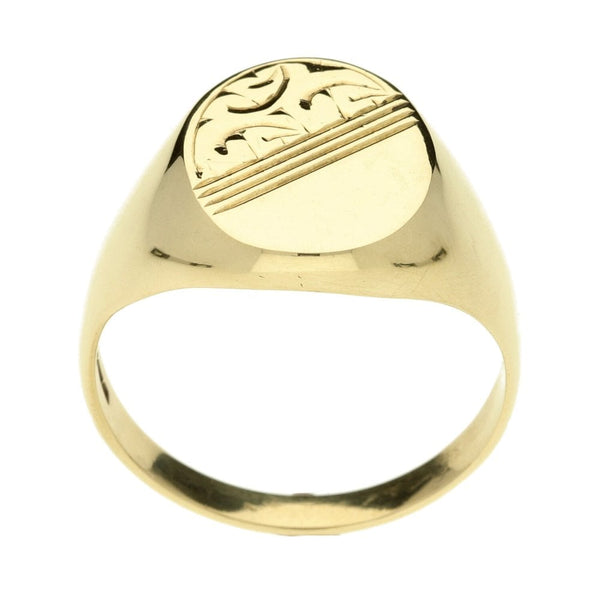 9ct Yellow Gold Gents Oval Signet Ring - Size X