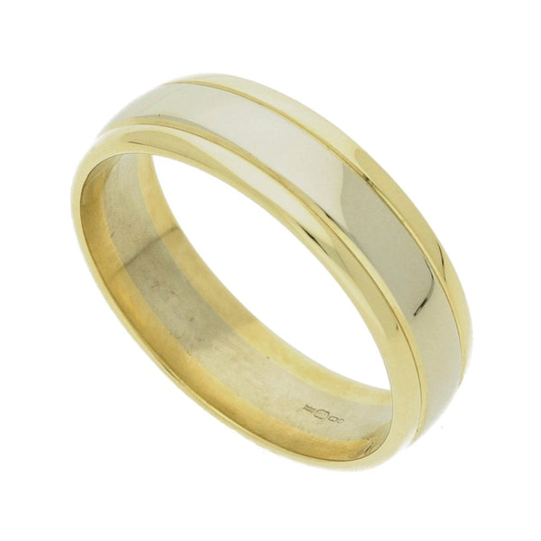 9ct Two Colour Wedding Band - 6mm - Size R