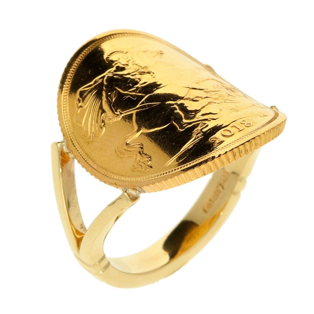 2018  Bent-Over Full Sovereign Coin Ring - Size R