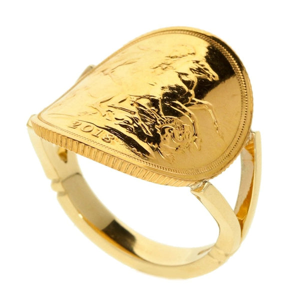 2018  Bent-Over Full Sovereign Coin Ring - Size R