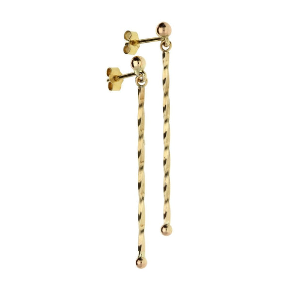 9ct Yellow Gold Twist Drop Earrings - 0.9g