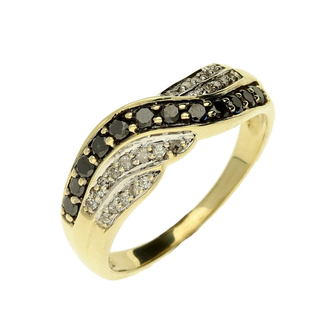 9ct Sapphire and Diamond Cross Over Fancy Band Ring - Size P