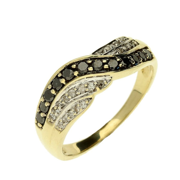 9ct Sapphire and Diamond Cross Over Fancy Band Ring - Size P